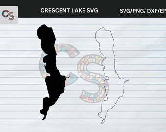 Crescent Lake SVG - Digital Vector Outline Map Shape - Maine | Ideal for DIY, Laser Cutting, Glowforge, Cricut Projects - Instant Downloa