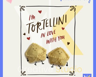 I Am Tortellini In Love With You SVG | Funny Pasta Love Quote | Valentine Food Pun SVG | Cute Italian Love Design