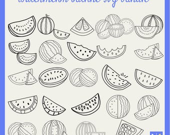 Watermelon Outline SVG Bundle | Fruit Clipart, Cricut Silhouette Files