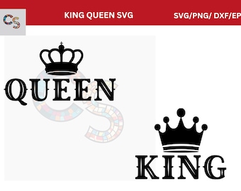 SVG de Rey y Reina de San Valentín, diseño de camiseta retro con corazón de amor / PNG para Cricut