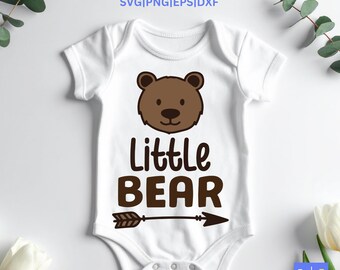 Little Bear SVG, Bear Baby Onesie, Woodland Baby Shirt, Cute Baby Gift, Nursery Design, Cricut Cut File
