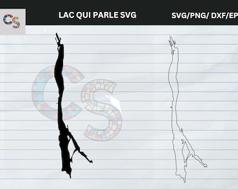 Lac Qui Parle Stausee SVG - Minnesota Vektorkarte für das Laserschneiden (Digitaler Download)