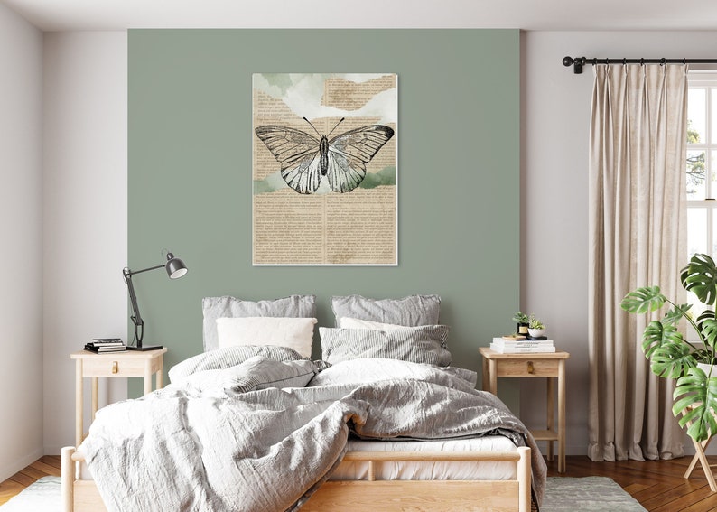 Minimalist Bookworm Wall Art Boho Design Butterfly Wall Art Butterfly ...