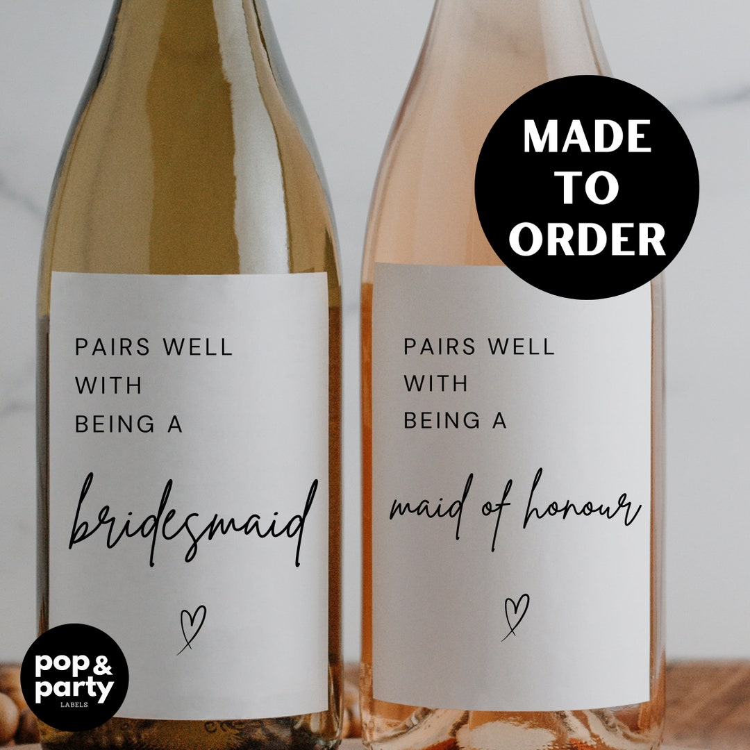 Bridesmaid Proposal Label, Custom Wine Label, Engaged, Save the Date