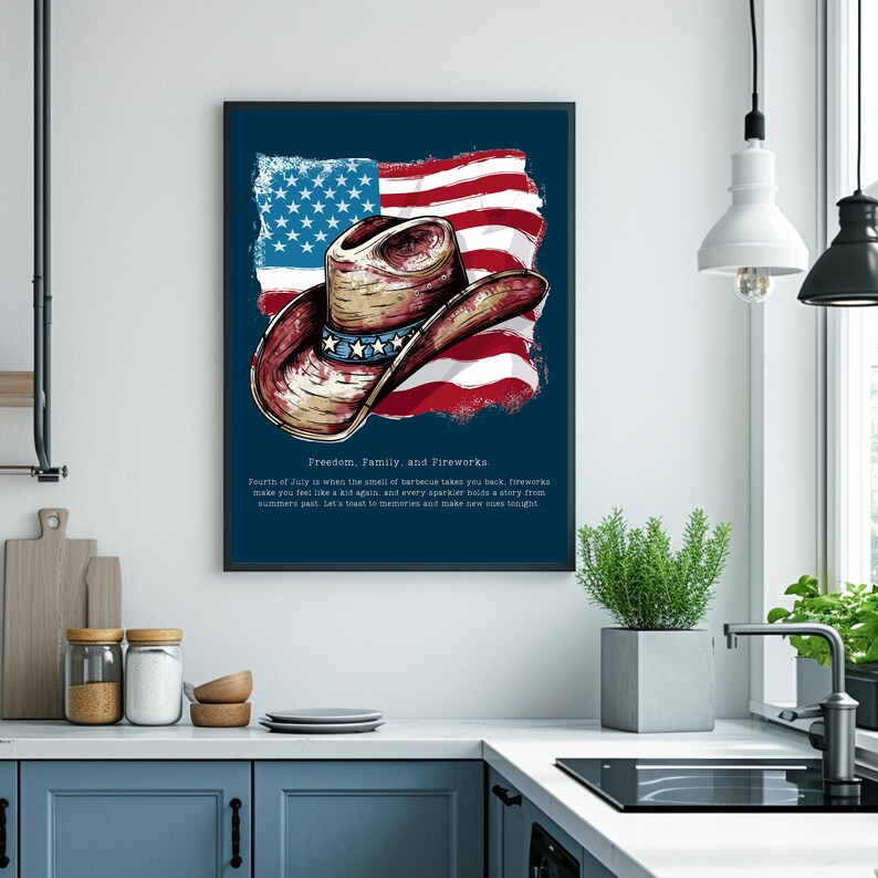 4th of July Printable American Flag Wall Art Print Memorial Day Art ...