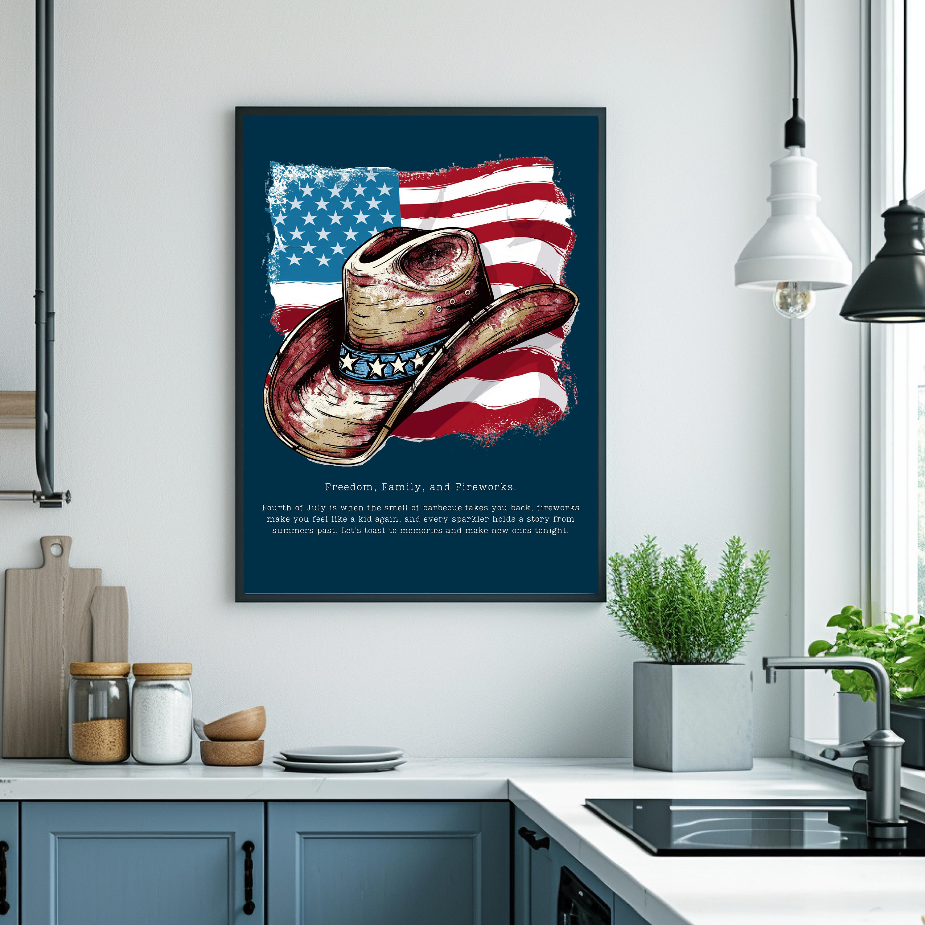 4th of July Printable American Flag Wall Art Print Memorial Day Art ...