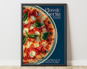 Margherita Pizza-tryck | Väggkonst med italienskt kök (digital nedladdning)