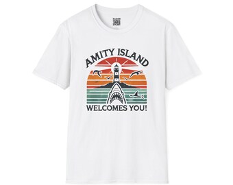 Jaws inspiriert T-Shirt Amity Island begrüßt Sie Vintage-Style Movie Tee