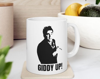 Kramer&#39;s Giddy Up! Ceramic Coffee Mug - A Quirky Tribute to Seinfeld&#39;s Eccentric Neighbor!