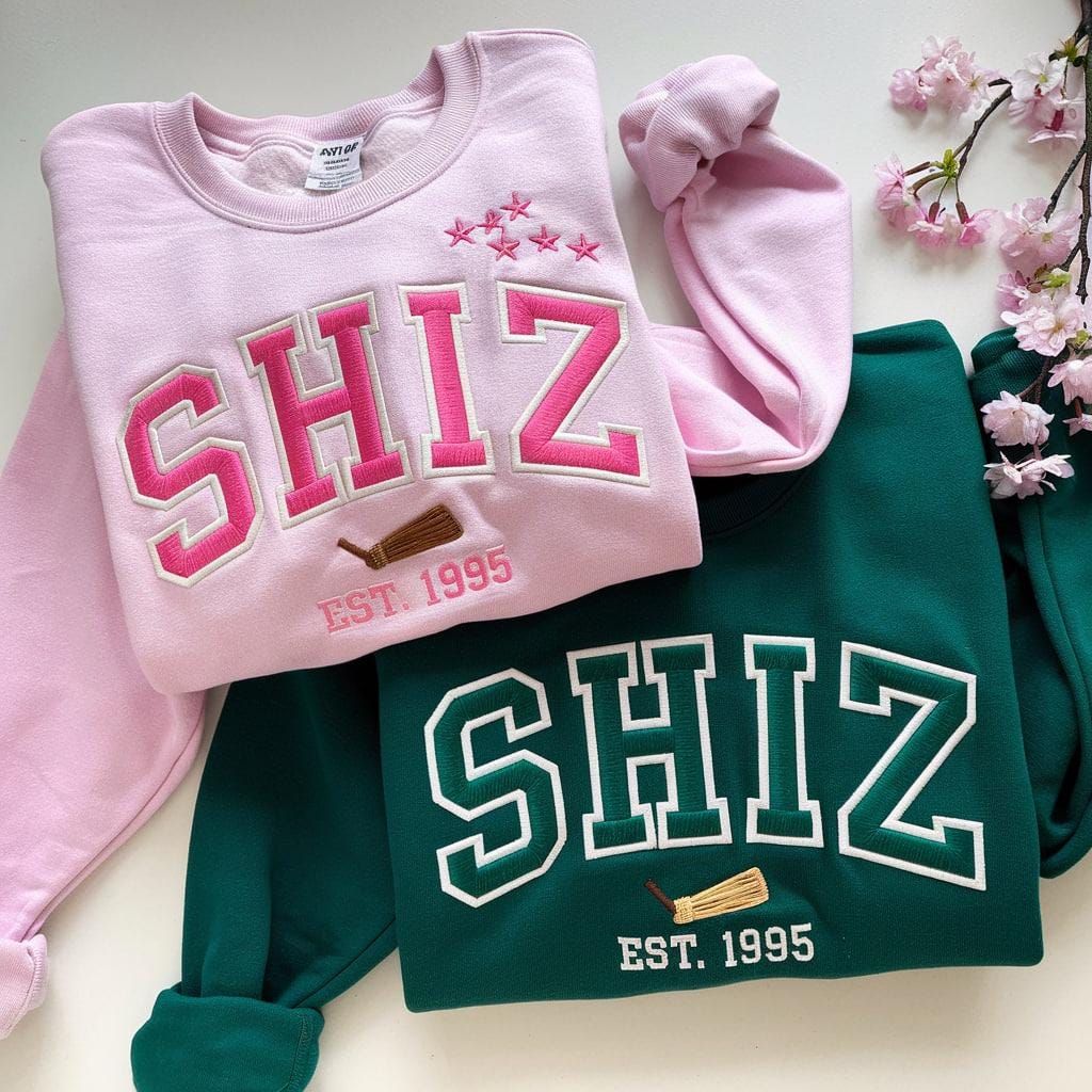 Shiz Sweatshirt Hoodie Embroidered Wickeds Movie ,Wicked Glitter Shirt, Wizard Shiz University Shirt, Best Wickeds Merch Movie Lover Gif