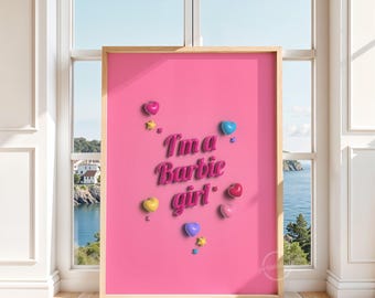 トレンディなピンクのバービーのウォールアート：印刷可能なダウンロード