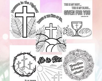 Digital Download - Religious Coloring Page Set - Holy Week Coloring Set