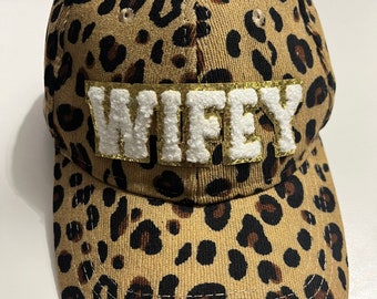 Wifey Leopard Baseball Hat, Wife Love Hat, Sports Hat, Wedding Gift, Casual Hat, Gift For Wife, Gift For Her