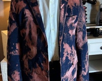 US Polo ASSN. Men's Cotton Bleached Blazer, Tie Dye Blazers, Mens Clothing, Mens Formal Wear, Gift For Him, - Size 44L