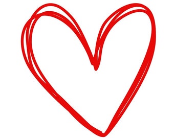 Doodle coeur Svg, Svg coeur rouge, croquis coeur Svg, Svg coeur dessiné à la main, forme coeur Svg, Crayon de couleur coeur Svg, gribouillage coeur, SVG, PNG, JPG