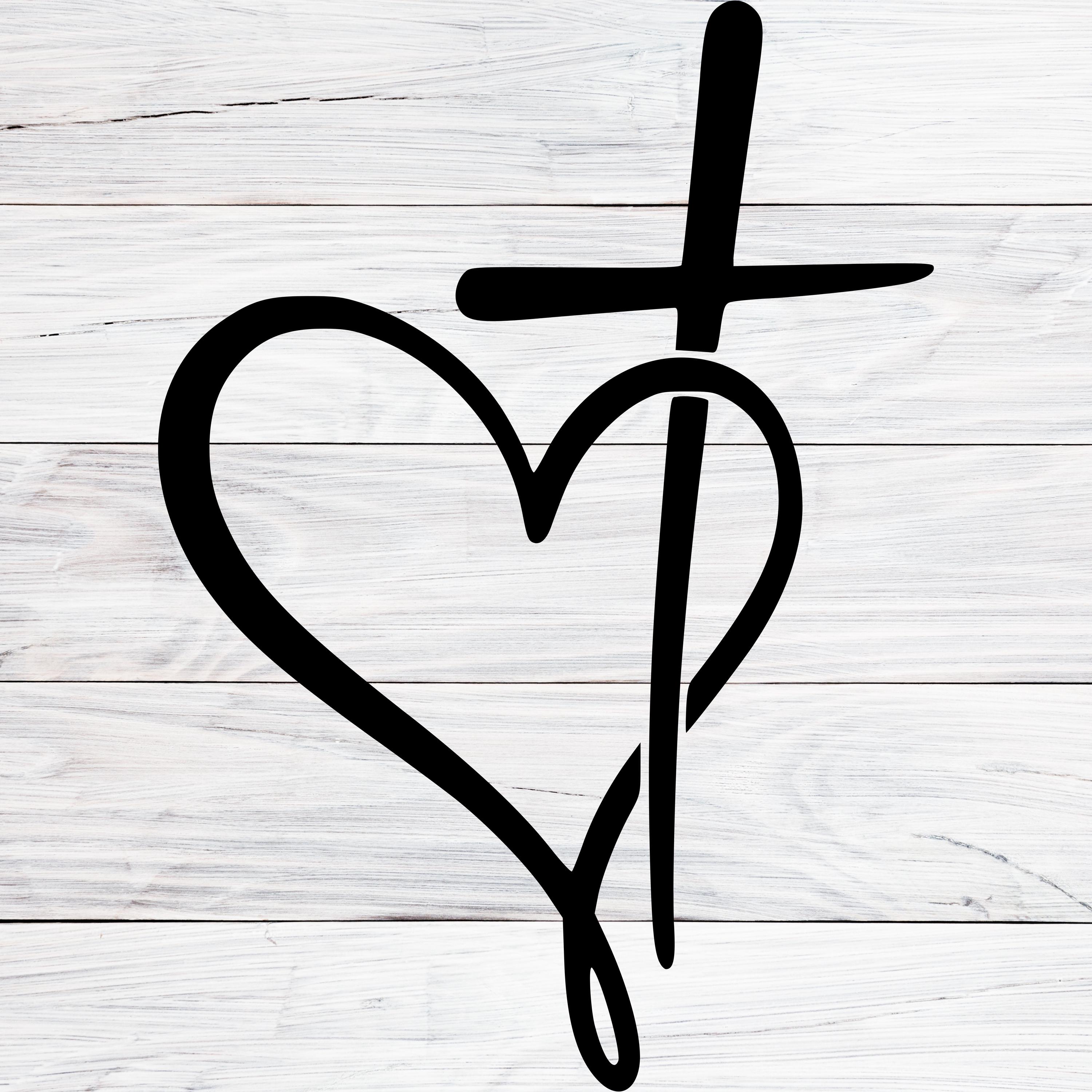 Christian Heart With Cross Svg, Faith Symbol, Divine Love Clipart Svg ...