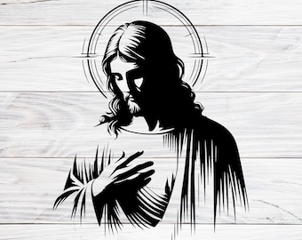 Jesus Christ Silhouette Line Art SVG, PNG, JPG, Christian Religious Clipart for Cricut, T-Shirt Design, Printable Wall Art, Digital Download