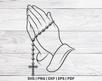 ロザリオを持った祈りの手SVG、キリスト教クリップアートPNG、宗教的な