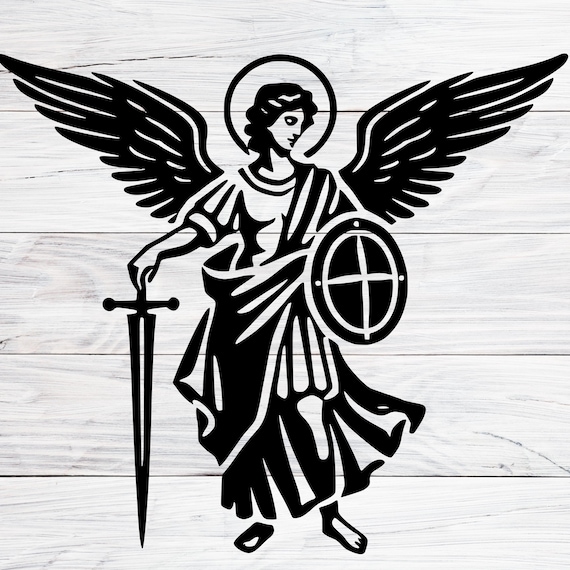 聖ミカエル大天使クリップアート SVG、PNG、Jpg、剣と盾を持つキリスト