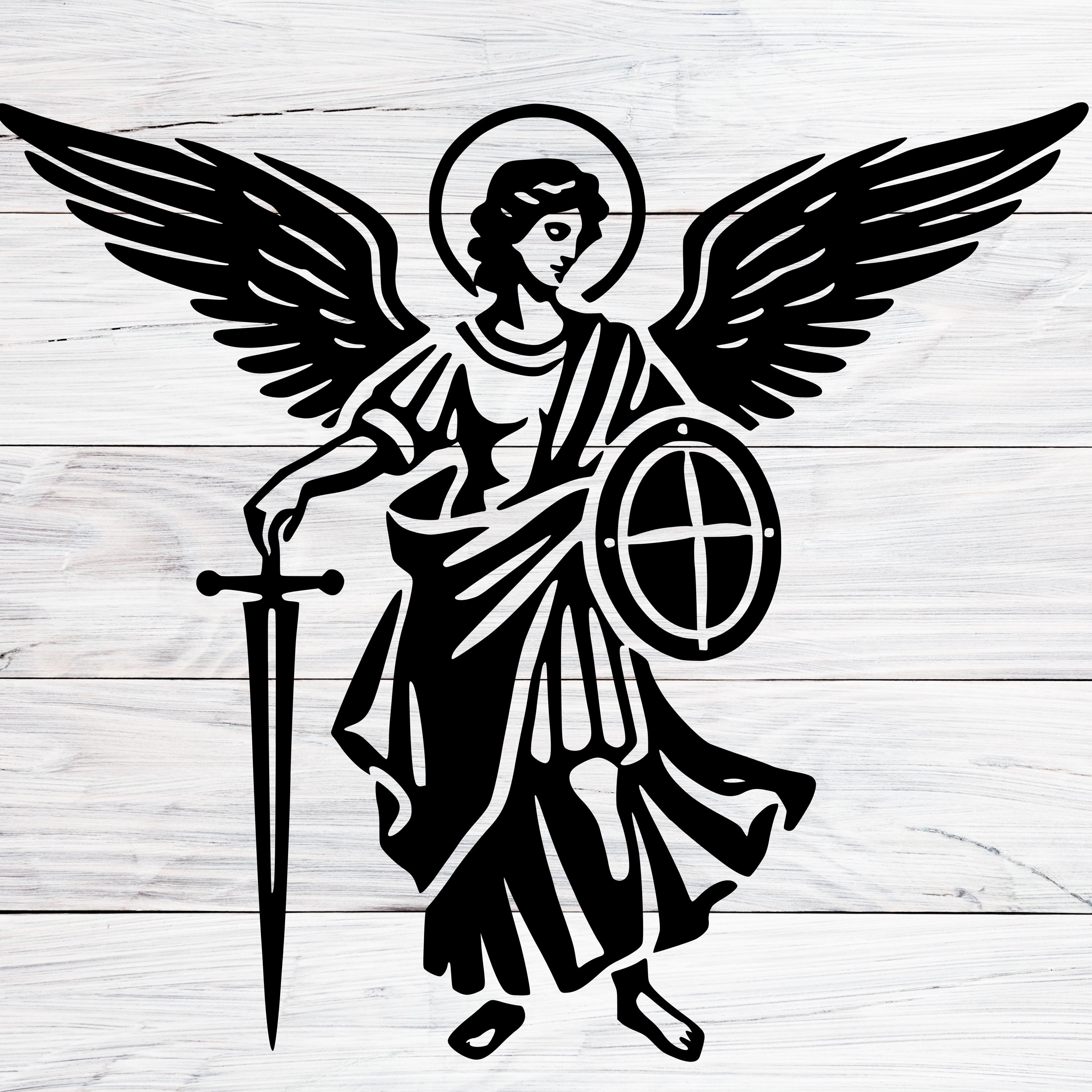 聖ミカエル大天使クリップアート SVG、PNG、Jpg、剣と盾を持つキリスト