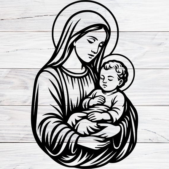 幼子イエスを抱く聖母マリア SVG: 聖母マリア PNG、JPG デジタル