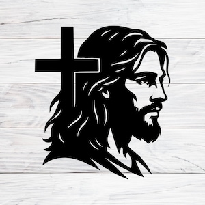 Jesus Svg Jesus Cross Svg Religious Svg Jesus Profile Cross Cut File Christian Svg Cross Jesus Svg Silhouette Jesus Digital Download PNG JPG