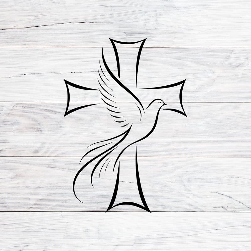 Cross and Dove Silhouette - Etsy