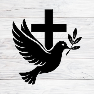 Dove with Olive Branch SVG: Christian Faith Symbol (Digital Download)