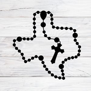 Texas Rosary Svg Png Dxf, Catholic Rosary Chain Vector, Christian Prayer Beads Clipart, Religious Crucifix Silhouette, Cricut Laser Cut File