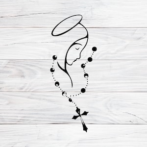 Zarys Matki Boskiej z Różańcem Svg, Pes, Png, Jpg