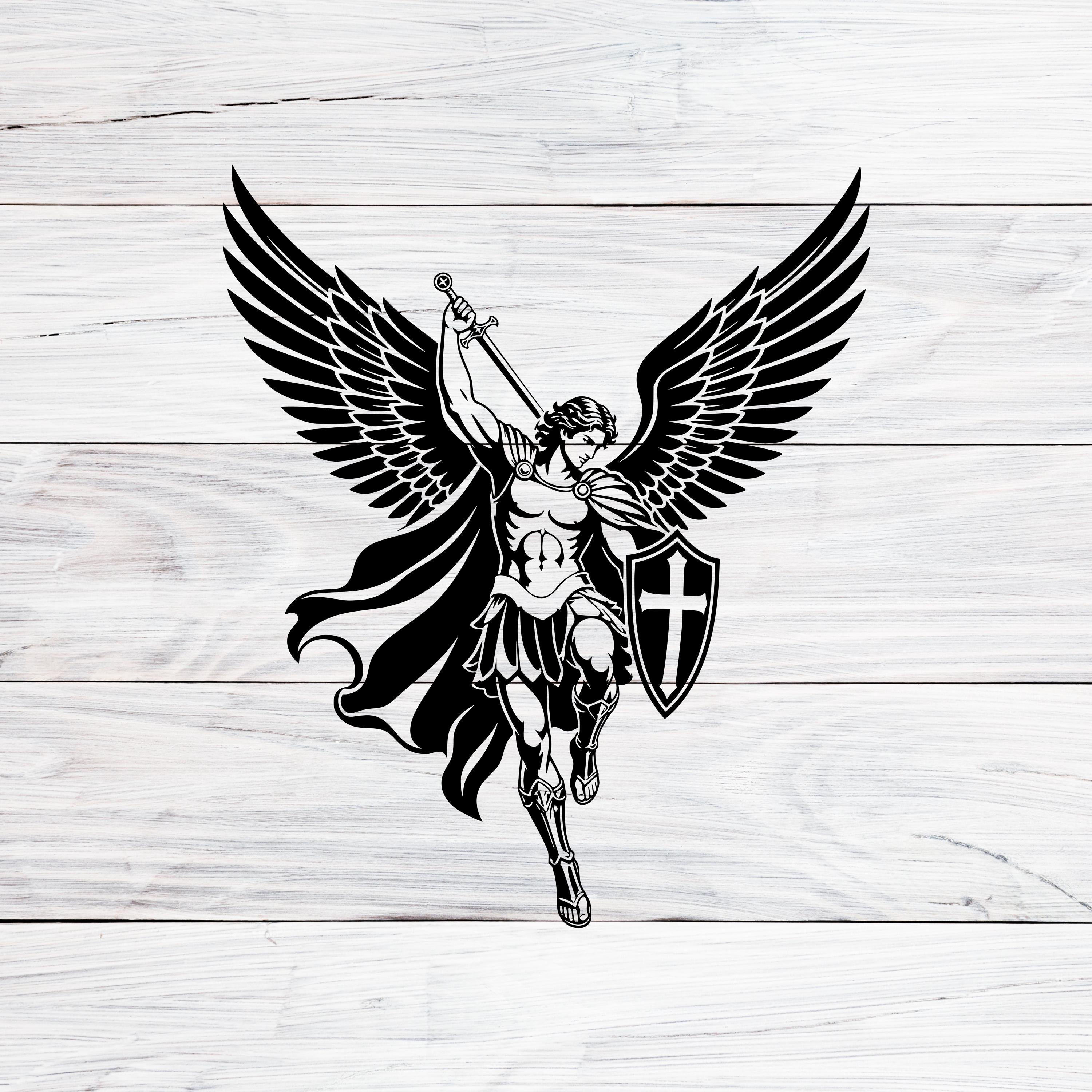 Archangel Michael SVG PNG DXF, St Michael Angel Warrior Sword ...