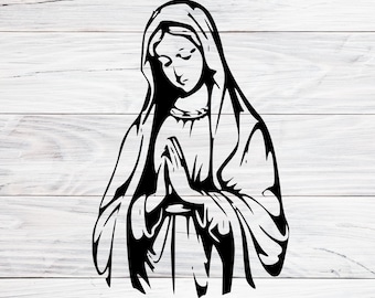 Virgin of Guadalupe Svg, To Jesus Through Mary Svg, Virgin Mary Outline, Virgin Mary Svg for Grad Cap, Virgin Mary Mom Svg, Png, Jpg