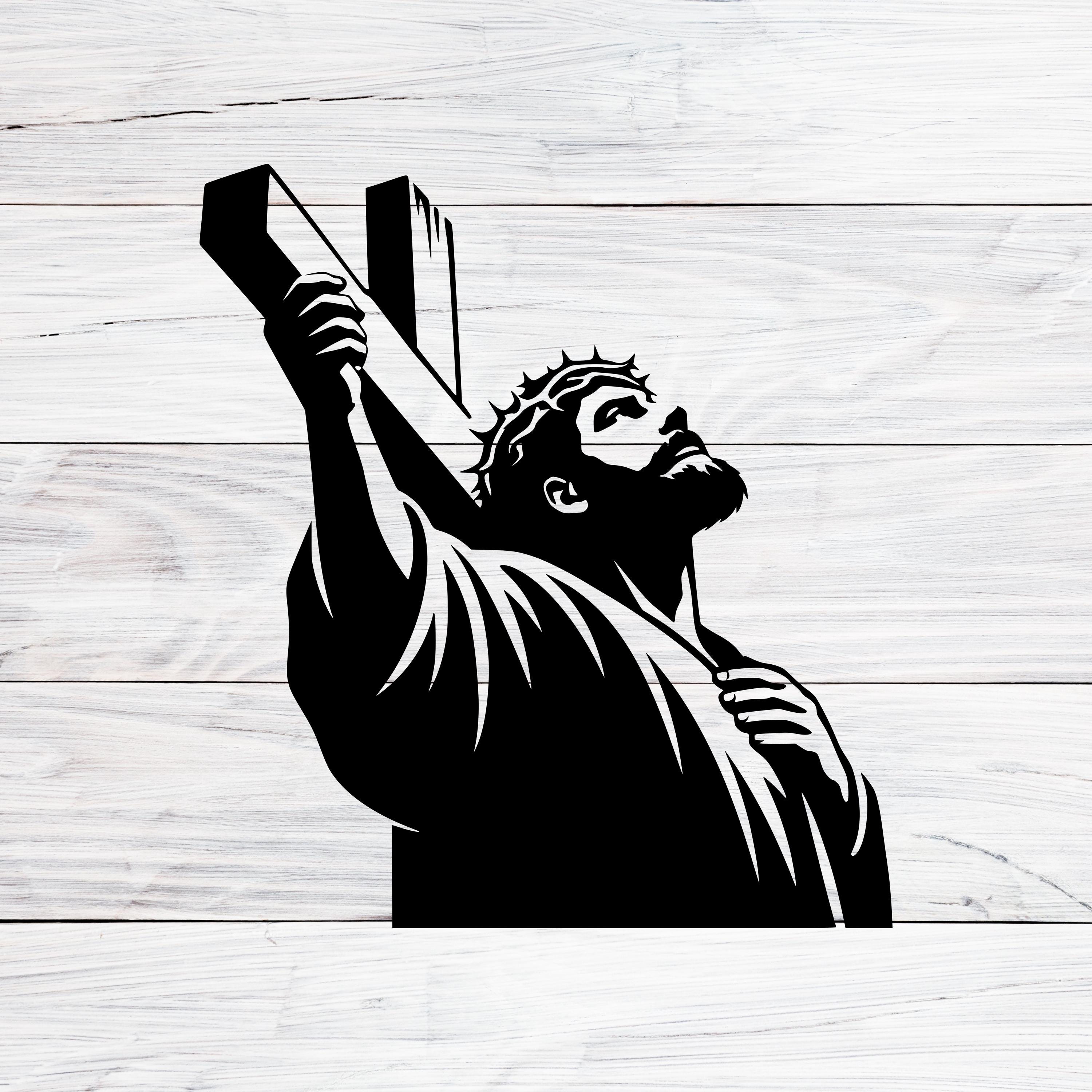 Jesus Carrying Cross Svg, Png, Dxf, Eps, Christian Cut File for