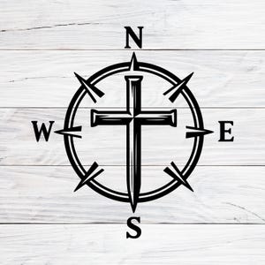Kristen kompass med kors Svg, riktning till Jesus-symbol, digital nedladdning Svg, Png, Jpg