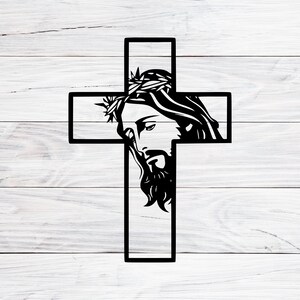 File di taglio SVG della croce di Gesù per laser, file SVG per Cricut, clipart di Gesù, Natale, cristiano, crocifissione di Gesù Cristo SVG, PNG, Jpg