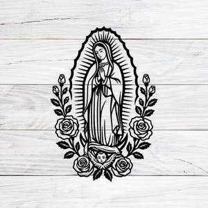 Virgin of Guadalupe SVG PNG JPG File, Virgin Mary Svg, Mother Mary Svg, Lady of Guadalupe Outline, Virgin of Mexico Digital File For Cricut