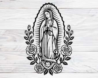 Virgin of Guadalupe Svg, Png, Jpg, Mother Mary Outline, Digital File for Cricut