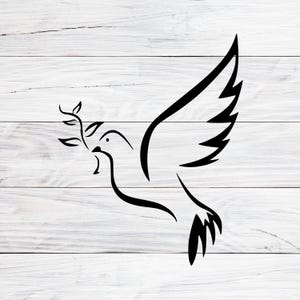 Dove Olive Branch Line Art SVG PNG JPG (Digital Download)