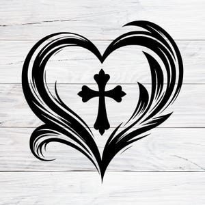Christelijk kruis met hartontwerp, symbool van liefde en geloof, liefde voor God Svg, Png, Jpg