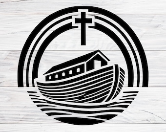 Noah’s Ark Rainbow Svg, Png, Dxf, Christian Faith Boat Design, Biblical Flood Story Cut File for Cricut and Silhouette, Digital Download
