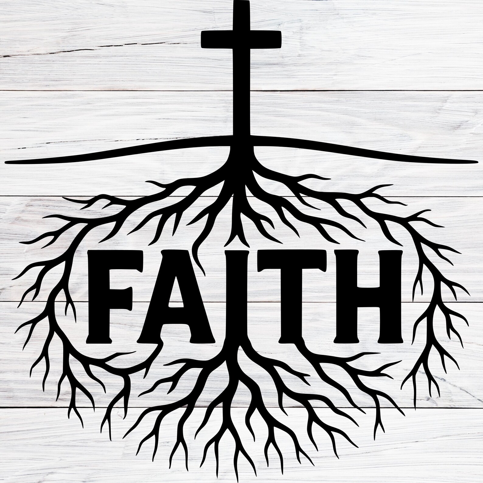 Christian Cross Rooted in Faith SVG, PNG, JPG, Religious Tree Roots ...