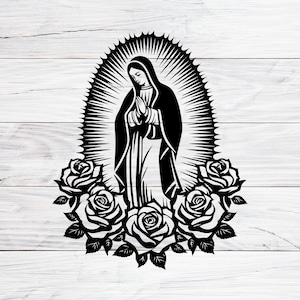Onze-lieve-vrouw van Guadalupe Svg, Maagd Maria, Mexicaans katholiek, Mariaverschijning, religieus symbool, gezegende moeder, digitale download Svg Png Jpg