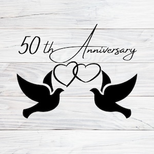 50th Anniversary Sign Dove Svg, 50th Anniversary Design Svg, Jpg, Png, Dxf