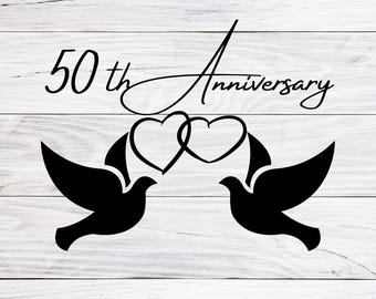 50th Anniversary Sign Dove Svg, 50th Anniversary Design Svg, Jpg, Png, Dxf