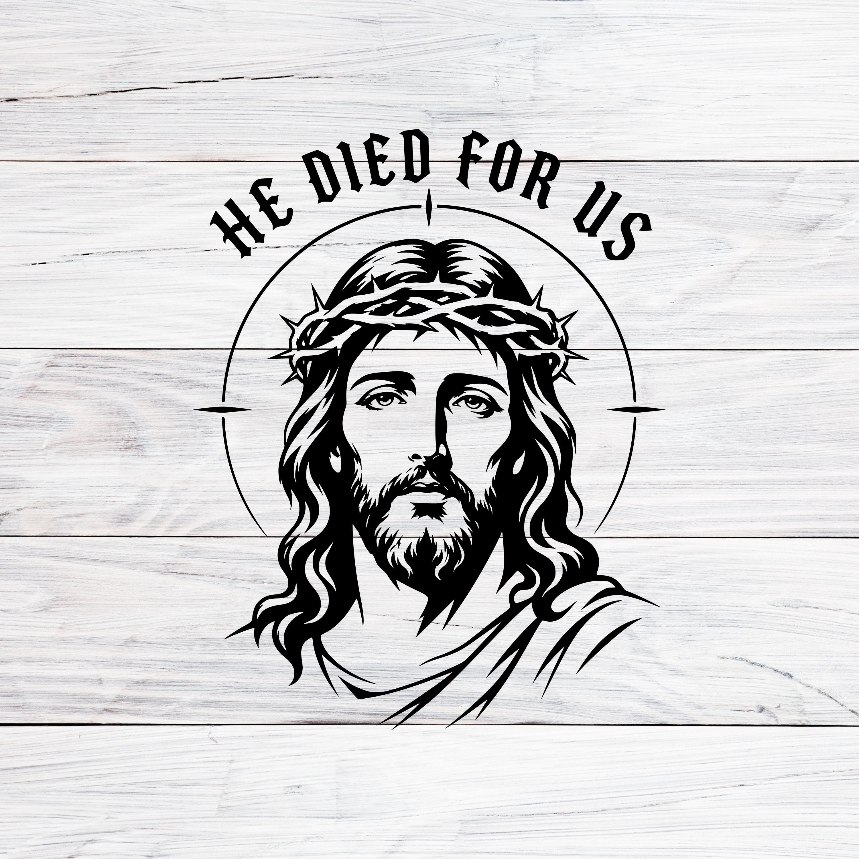 God of Roses Jesus Christブラック ロングカーディガン Jesus Christ Crown of Thorns Svg Png Dxf, He Died for Us Christian