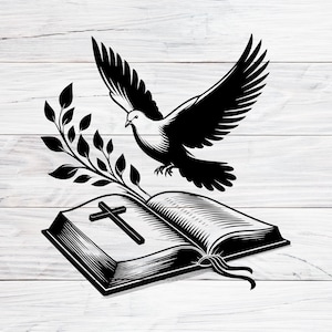 Holy Spirit Dove SVG: Cross, Bible, Olive Branch (Digital Download)