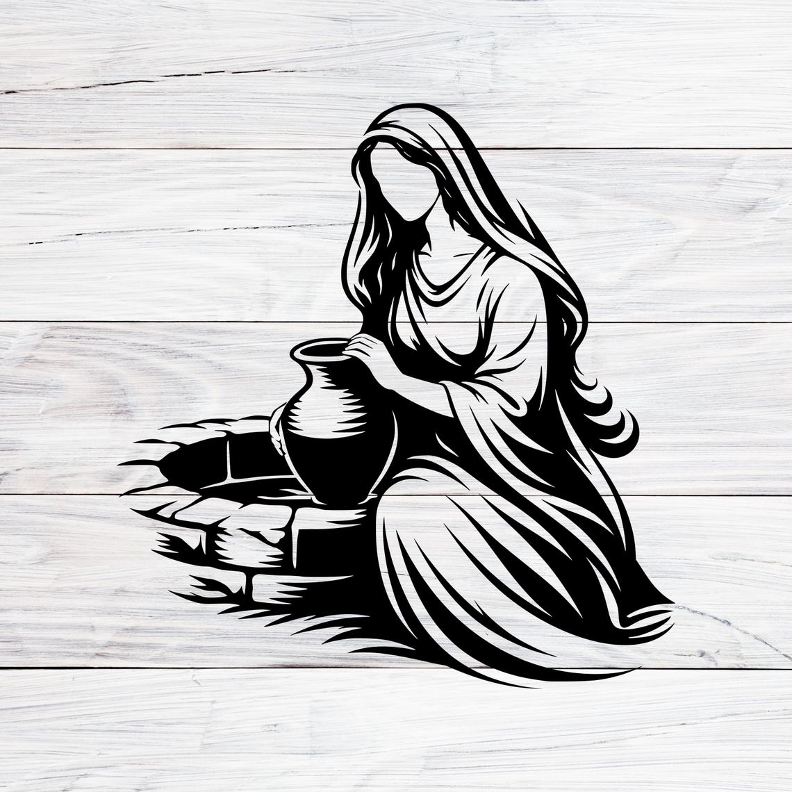 Samaritan Woman at the Well Svg, Png, Jpg, Christian Line Art, Jesus ...