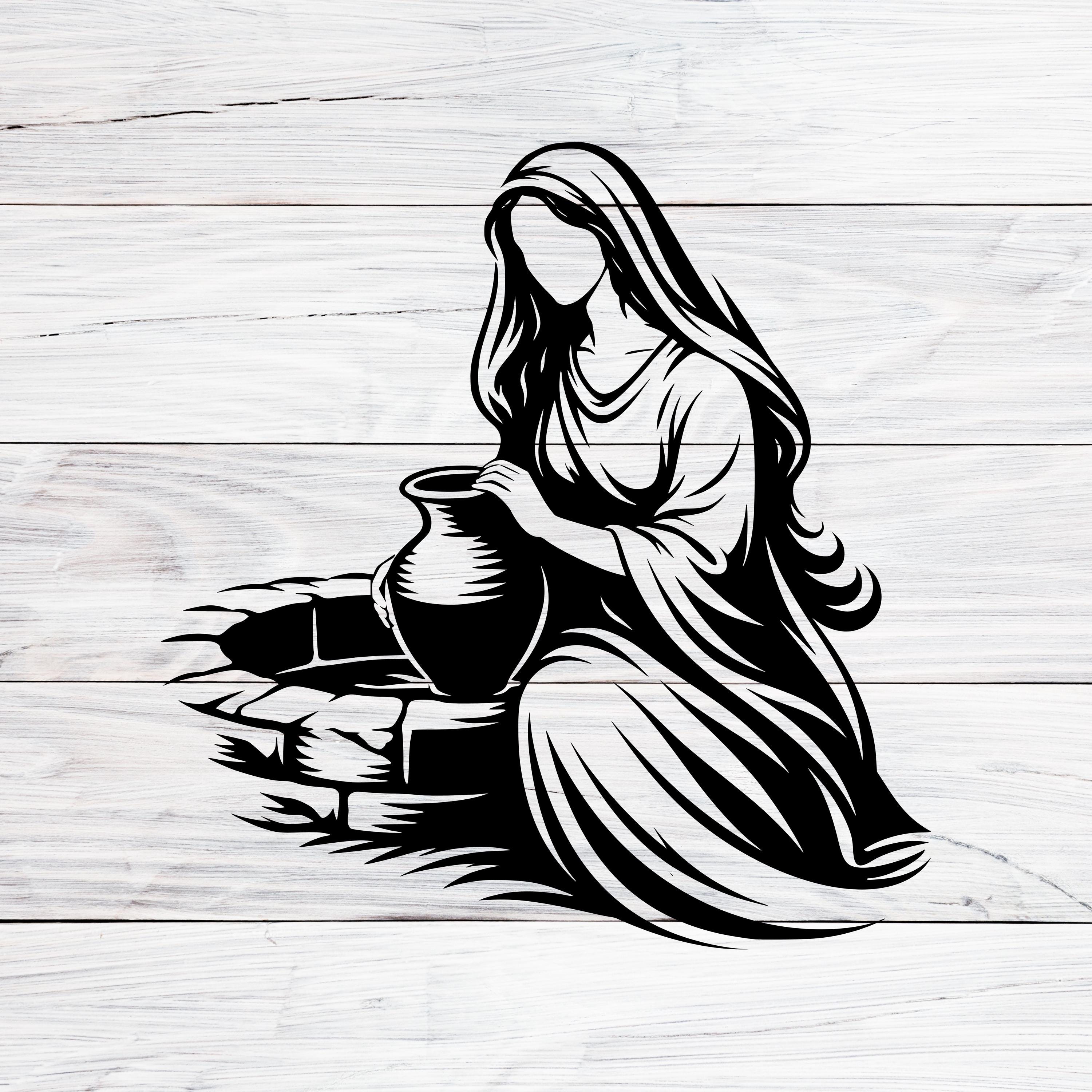 Samaritan Woman at the Well Svg, Png, Jpg, Christian Line Art, Jesus ...