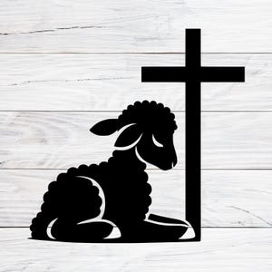 Ovelha com Cruz Svg, Cordeiro de Deus, Símbolo Cristão, Agnus Dei, Cordeiro Sacrificial de Jesus, Design Religioso, Download Digital Svg, PNG, Jpg