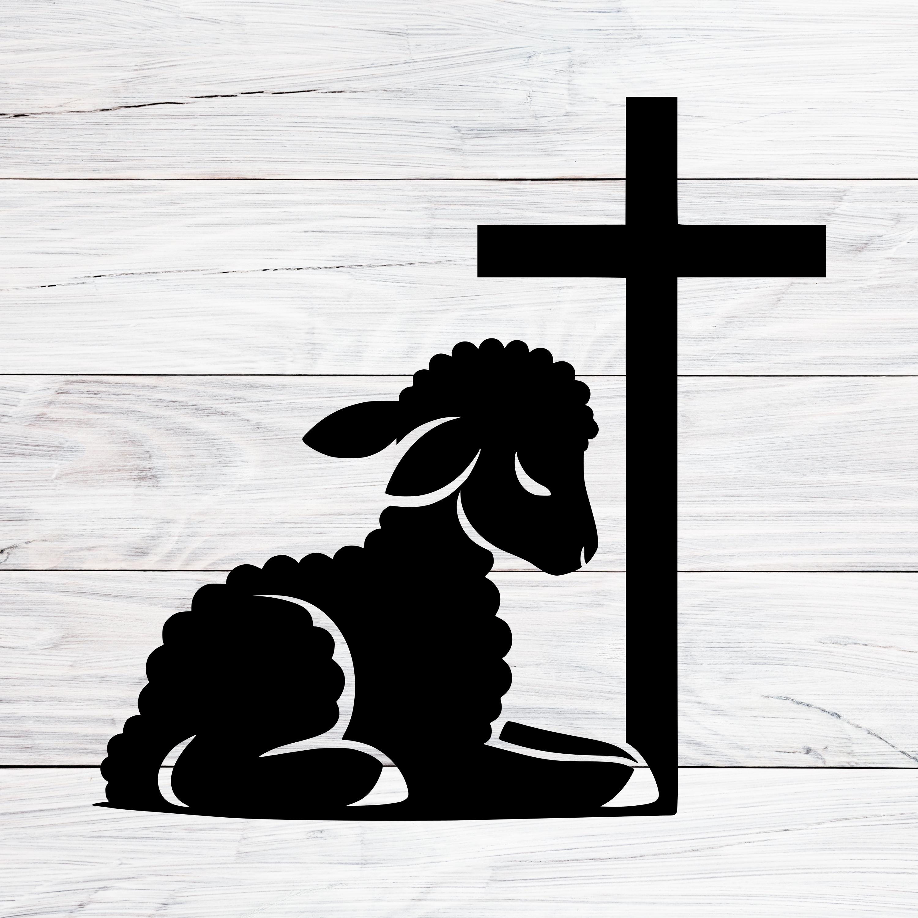 神の子羊 SVG、Png、Jpg、十字架を持つキリスト教の羊、デジタル